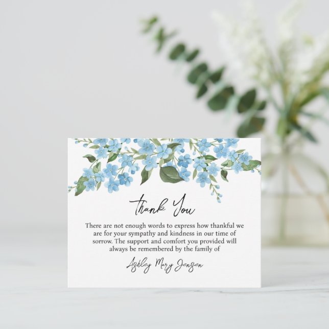 Tarjeta De Agradecimiento Forget me not Funeral Thank You Card Bereavement (Anverso de pie)