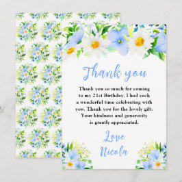 Tarjeta De Agradecimiento Forget-Me-Nots and Daisies Floral Birthday