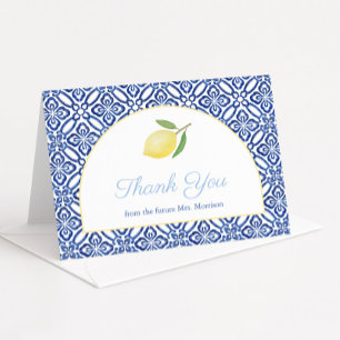 Tarjeta De Agradecimiento Forma de Arco Elegante Limones de Amalfi Desayuno 