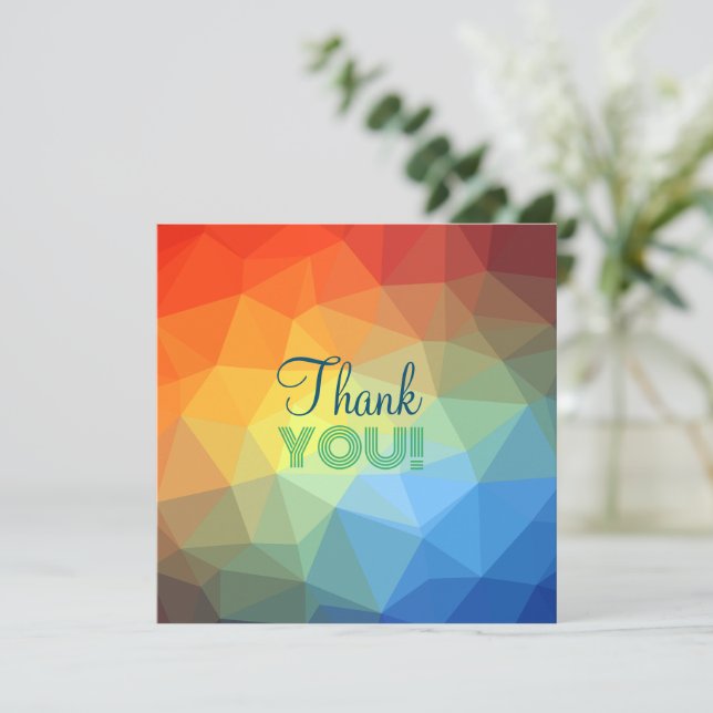 Tarjeta De Agradecimiento Forma geométrica de arcoíris moderno personalizado (Anverso de pie)
