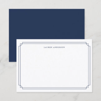 Tarjeta De Agradecimiento Formal azul marino y borde blanco elegante