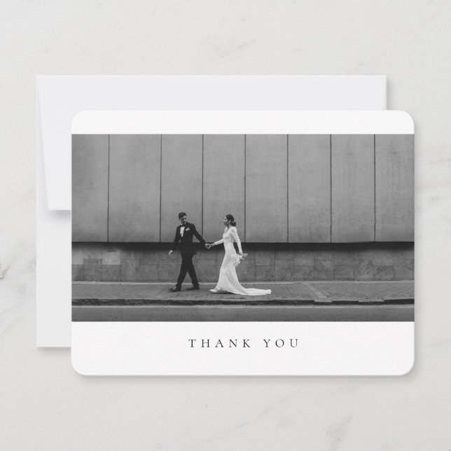 Tarjeta De Agradecimiento Formal Classic Wedding Photo Rounded (Anverso)