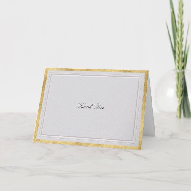 Tarjeta De Agradecimiento Formal Elevated Gold Ivory Modern Classic Wedding (Anverso)
