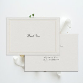 Tarjeta De Agradecimiento Formal Modern Classic Elevated Frame Ecru Wedding