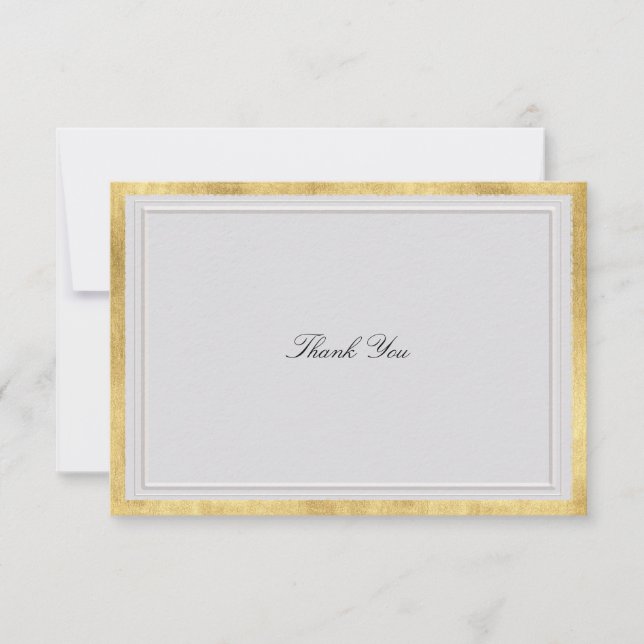 Tarjeta De Agradecimiento Formal Modern Classic Elevated Gold Ivory Wedding (Anverso)