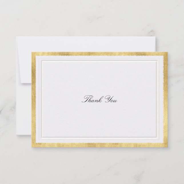 Tarjeta De Agradecimiento Formal Modern Classic Elevated Gold Pearl Wedding (Anverso)