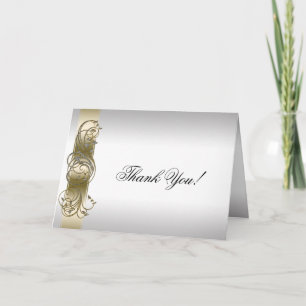 Tarjeta de agradecimiento formal ornamentada en or
