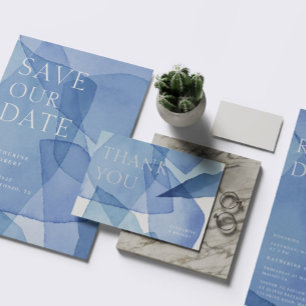 Tarjeta De Agradecimiento Formas acuarelas modernas