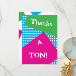 Tarjeta De Agradecimiento formas y colores audaces al estilo de los 80