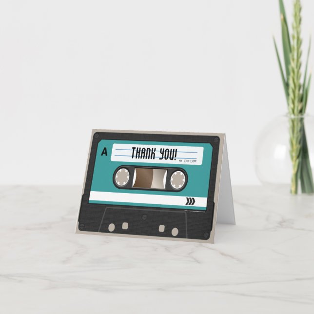 Tarjeta De Agradecimiento Fórmula de cassette retro 80 personalizada (Anverso)