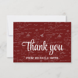 Tarjeta De Agradecimiento Fórmulas Matemáticas Granate Elegantes Graduación