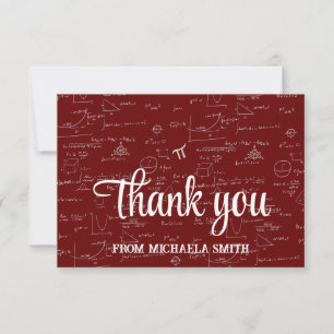 Tarjeta De Agradecimiento Fórmulas Matemáticas Granate Elegantes Graduación