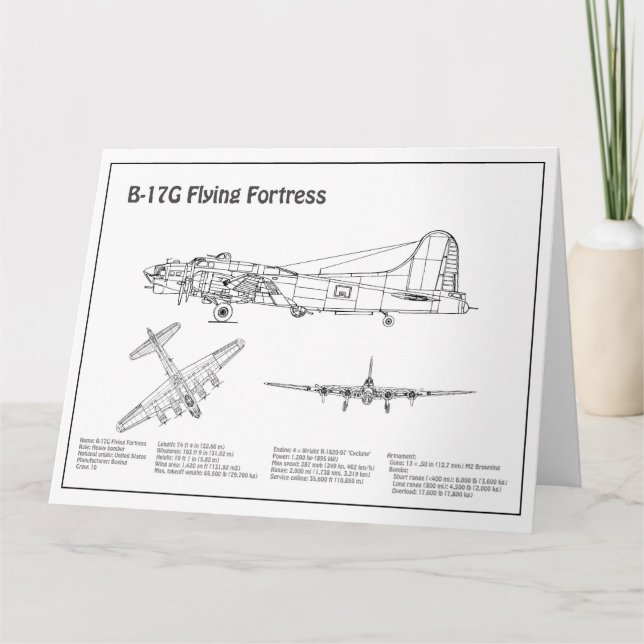 Tarjeta De Agradecimiento Fortaleza voladora B-17 - Planes de diseño aéreo B (Anverso)