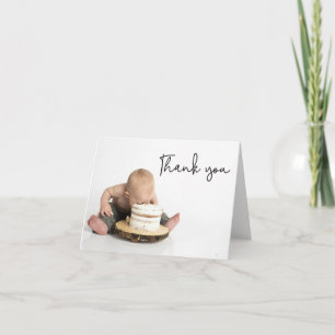 Tarjeta De Agradecimiento Foto adorable bebé niño 1er cumpleaños Gracias 