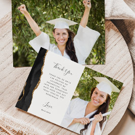 Tarjeta De Agradecimiento Foto Ágata Negra Graduación Letra Dorada