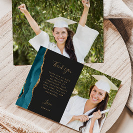 Tarjeta De Agradecimiento Foto Ágata Verde Esmeralda Escritura Dorada Gradua