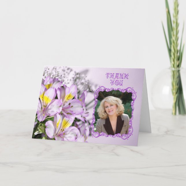 Tarjeta De Agradecimiento Foto: alstromeria lilies (Anverso)