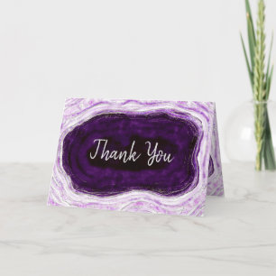Tarjeta De Agradecimiento Foto Amethyst Purple & Silver Custom Wedding
