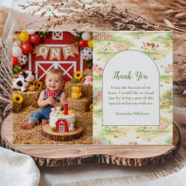 Tarjeta De Agradecimiento Foto Animales de Granja Rústicos Barnyard Cumpleañ