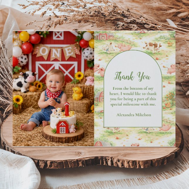 Tarjeta De Agradecimiento Foto Animales de Granja Rústicos Barnyard Cumpleañ (Subido por el creador)