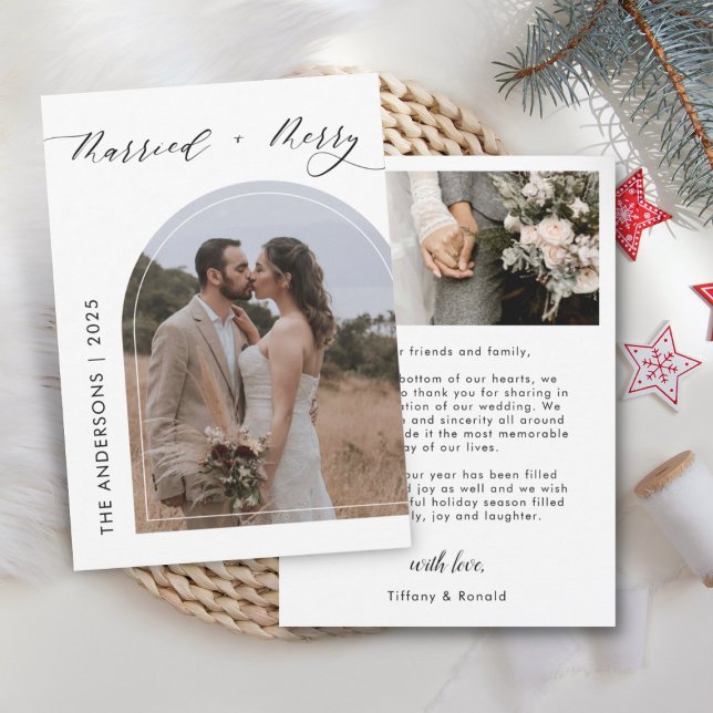 Tarjeta De Agradecimiento Foto Arch: Moderno Navidades Bodas casados con mor (Subido por el creador)