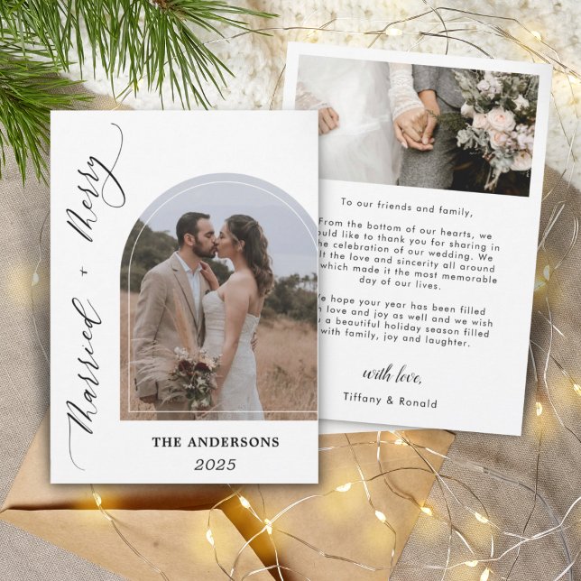 Tarjeta De Agradecimiento Foto Arch: Moderno Navidades Bodas casados con mor (Subido por el creador)