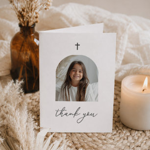 Tarjeta De Agradecimiento Foto arqueada Primera Comunión niña Gracias