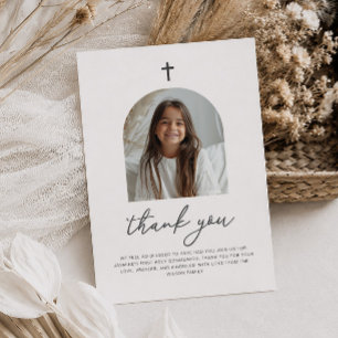 Tarjeta De Agradecimiento Foto arqueada Primera Comunión niña Gracias