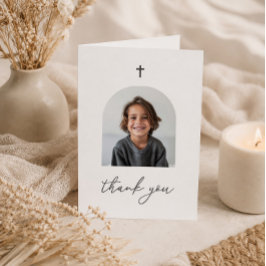 Tarjeta De Agradecimiento Foto arqueada Primera Comunión Niño Gracias