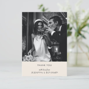 Tarjeta De Agradecimiento Foto Art Déco Marfil Negro Boda Personalizada Eleg