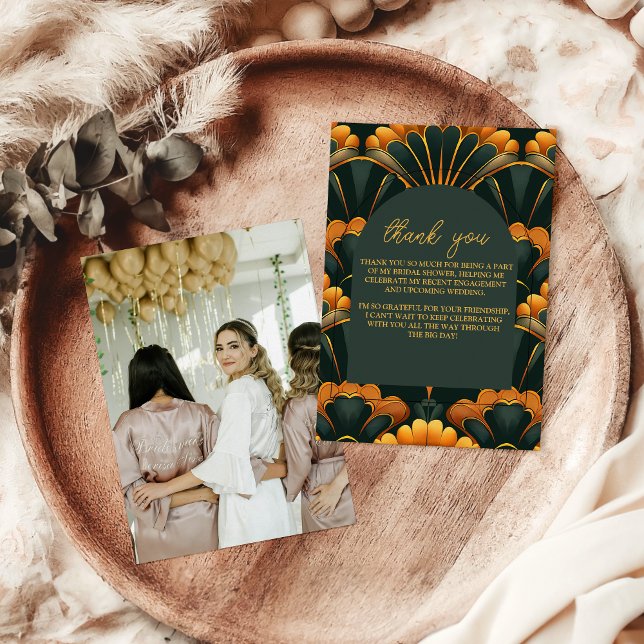 Tarjeta De Agradecimiento Foto Art Decó Roaring Bridal Shower de los años 20 (Subido por el creador)