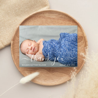 Tarjeta De Agradecimiento Foto Azul Pastel Gracias Baby Shower