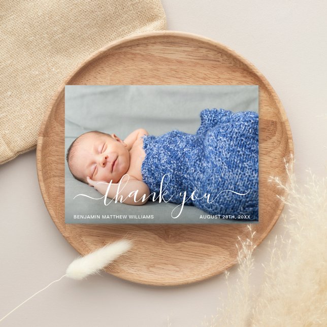 Tarjeta De Agradecimiento Foto Azul Pastel Gracias Baby Shower (Subido por el creador)