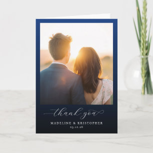 Tarjeta De Agradecimiento Foto Azul Romántico