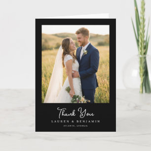 Tarjeta De Agradecimiento Foto Azul Romántico