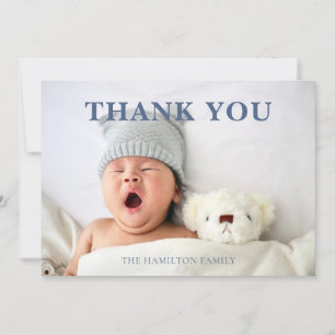Tarjeta De Agradecimiento Foto Azul Versículo de la Biblia para Baby Shower 