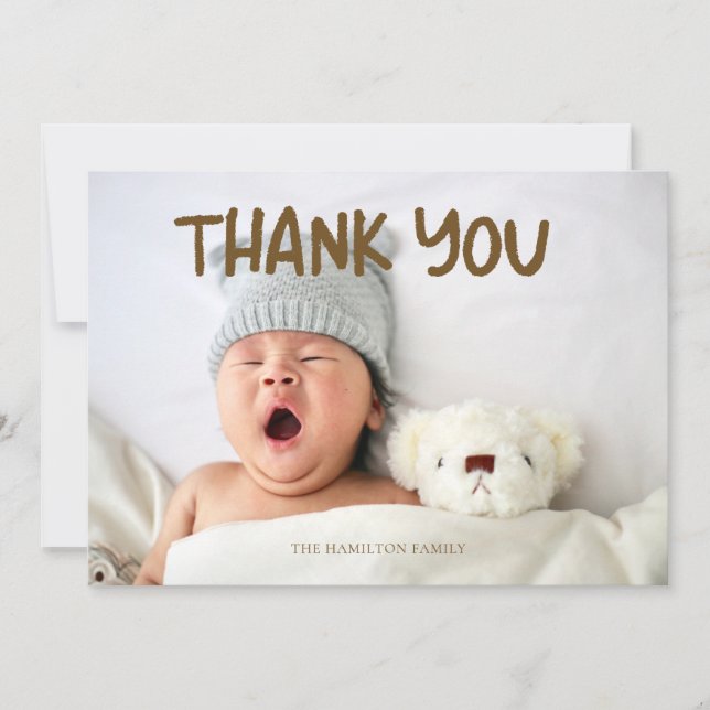 Tarjeta De Agradecimiento Foto Baby Shower Bible Verse Gracias (Anverso)