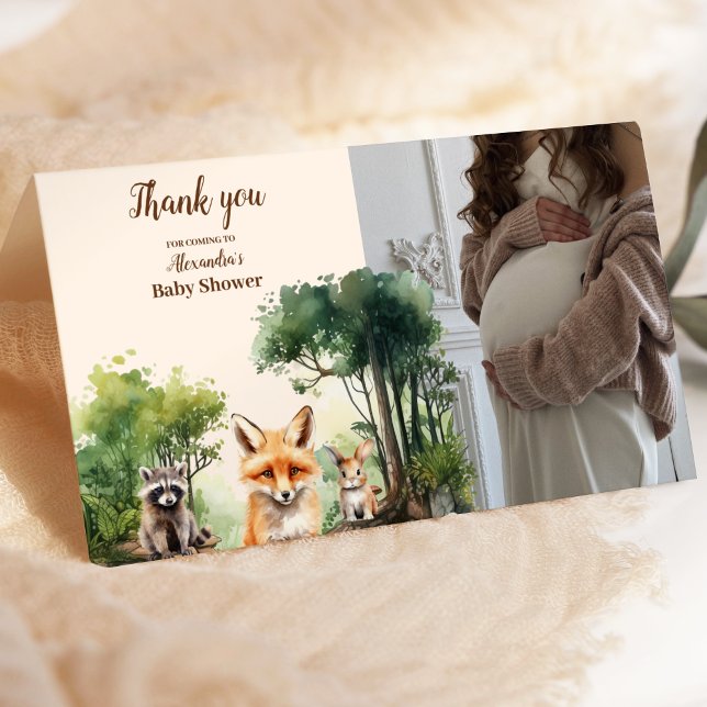 Tarjeta De Agradecimiento Foto Baby Shower de Woodland Animals (Subido por el creador)