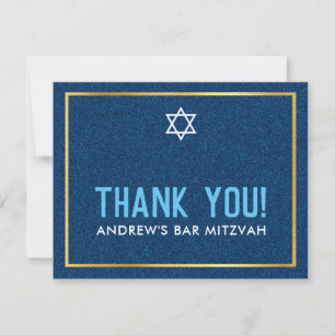 Tarjeta De Agradecimiento FOTO BAR MITZVAH smart bold gracias denim aqua