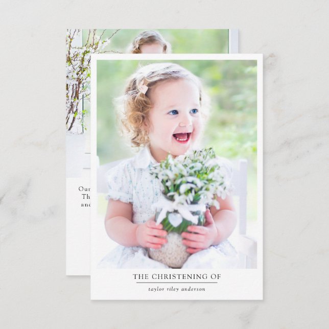 Tarjeta De Agradecimiento Foto bautismo Christening (Anverso / Reverso)