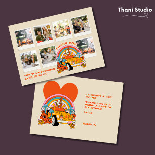 Tarjeta De Agradecimiento Foto Beige de cumpleaños de Flashback vintage retr