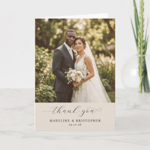 Tarjeta De Agradecimiento Foto beige romántico
