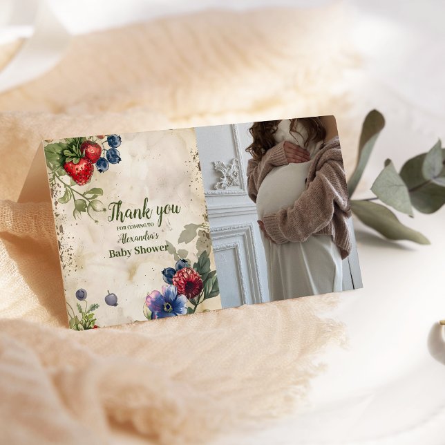 Tarjeta De Agradecimiento Foto: Berry Sweet Wild Berries Baby Showe (Subido por el creador)