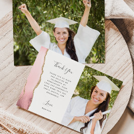 Tarjeta De Agradecimiento Foto Blush Agata Oro Script Graduación