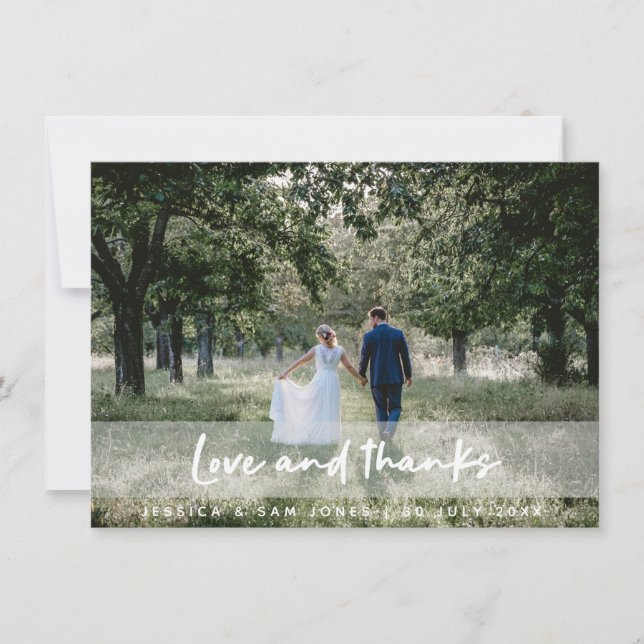 Tarjeta De Agradecimiento Foto boda | Amo a los huéspedes modernos y elegant (Anverso)