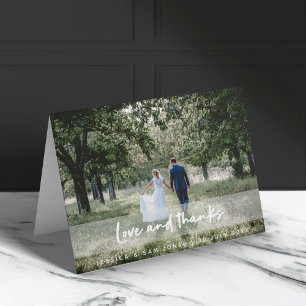Tarjeta De Agradecimiento Foto boda   Amo a los huéspedes modernos y elegant