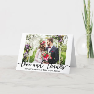 Tarjeta De Agradecimiento Foto boda Amor y gracias doblado