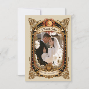 Tarjeta De Agradecimiento Foto Boda Art Nouveau Celestial 