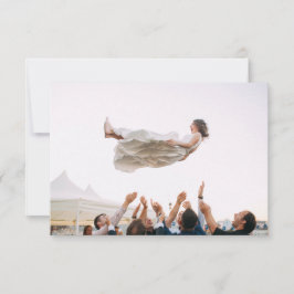 Tarjeta De Agradecimiento Foto Boda Corazón Naranja y Rosa Gracias