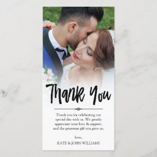 Tarjeta De Agradecimiento Foto Boda de Hand Lettered Overlay